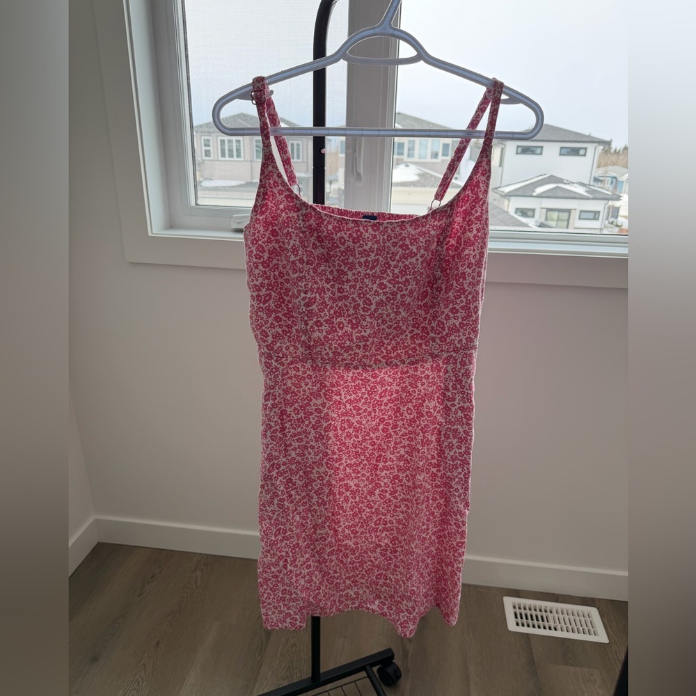 Pink Floral Spaghetti Strap Dress with Adjustable Straps